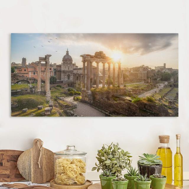 Leinwandbild Roman Forum at Sunrise Ebern Designs Größe: 50 cm H x 100 cm B, Format: 260g/qm Canvas on Productcaster.