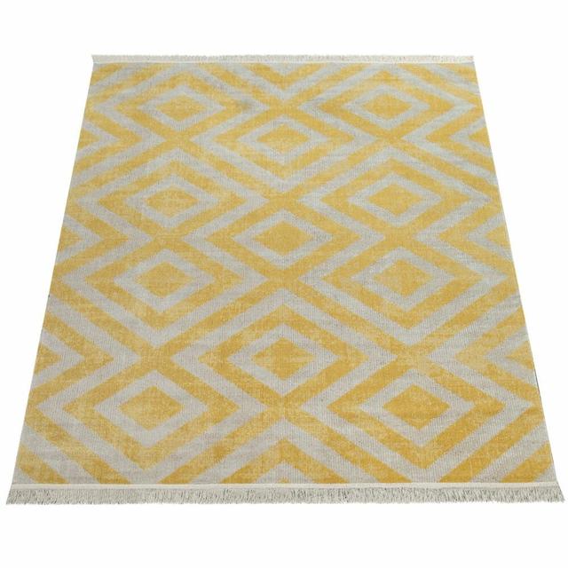 Briella Flatweave Yellow Indoor/Outdoor Rug Fernleaf Rug Size: Rectangular 60 x 100cm on Productcaster.