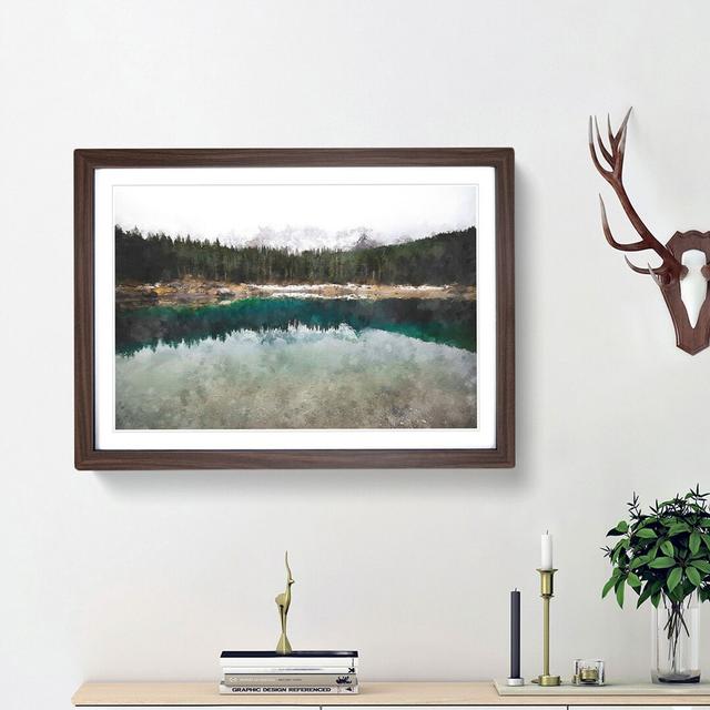 Lake of Carezza Nova Levante Italy - Picture Frame Painting Print East Urban Home Frame Option: Walnut Framed, Size: 45cm H x 63cm W x 2cm D on Productcaster.