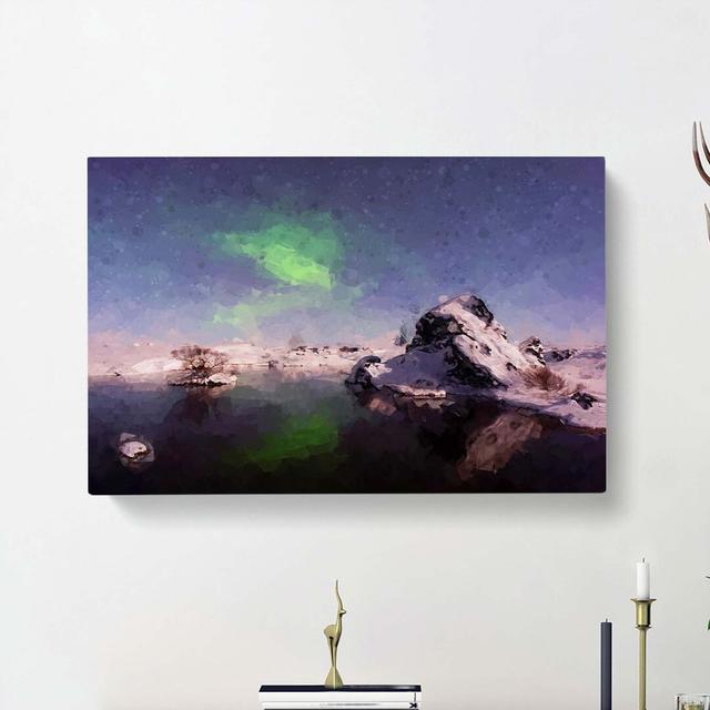 Northern Lights Aurora Borealis in Abstract - Wrapped Canvas Painting Print East Urban Home Size: 60cm H x 91cm W x 3cm D on Productcaster.