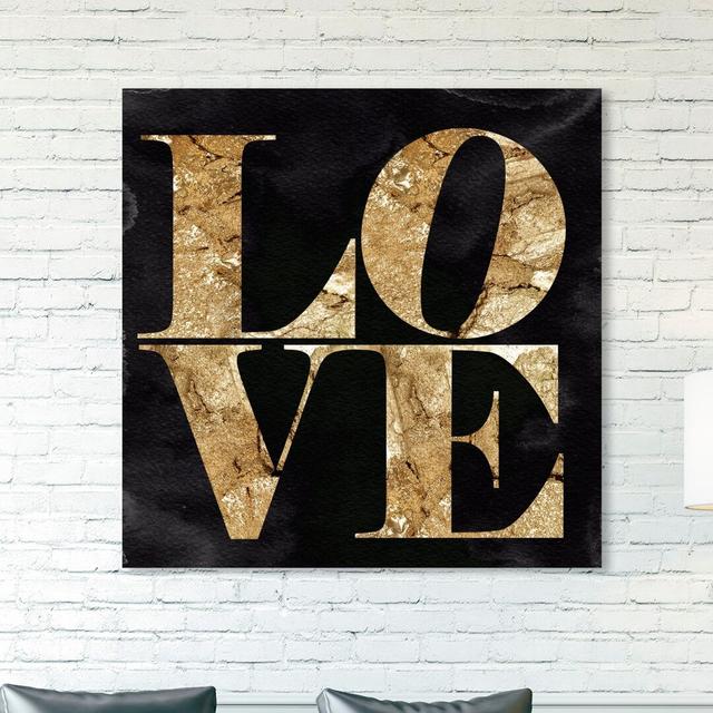 'Solid Gold Stone' Typography on Wrapped Canvas East Urban Home Size: 109 cm H x 109 cm W x 3.8 cm D on Productcaster.