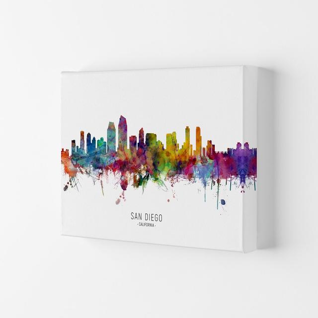 San Diego California Skyline by Michael Tompsett - Print Latitude Run Size: 21cm H x 29.7cm W x 4cm D, Format: Wrapped Canvas on Productcaster.