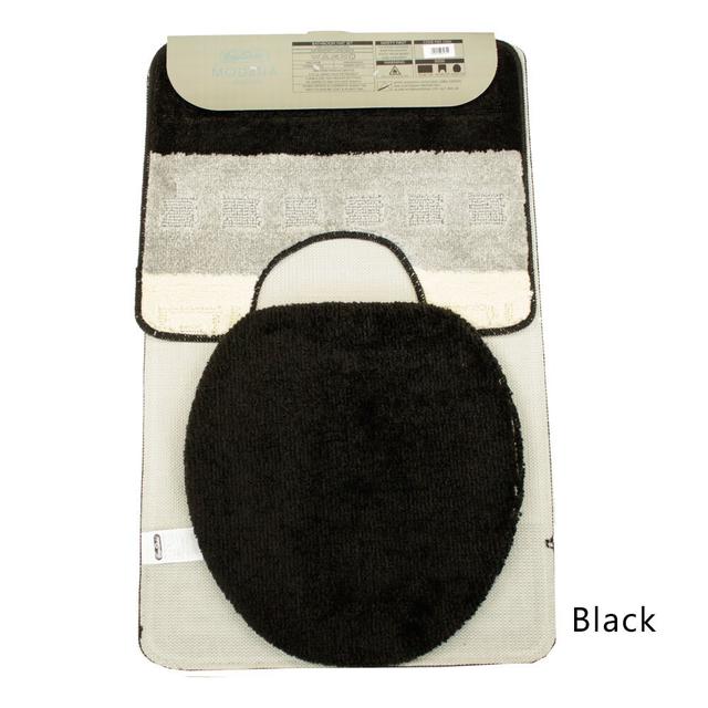 Abibat 3 Piece Bath Mat Set (Set of 3) 17 Stories Colour: Black on Productcaster.