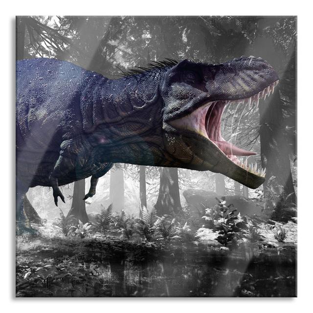 T-Rex Dinosaur in a Forest - Unframed Graphic Art on Glass Maturi Size: 60cm H x 60cm W x 0.4cm D on Productcaster.