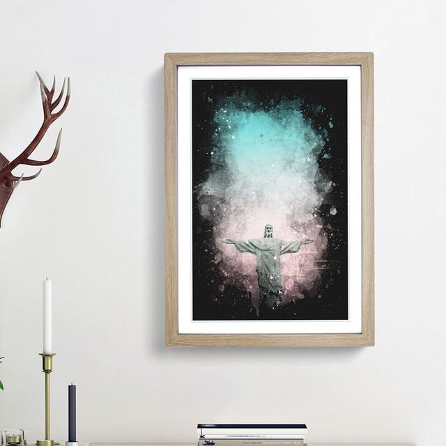 Corcovado in Rio de Janeiro Brazil - Picture Frame Painting Print East Urban Home Frame Option: Oak Framed, Size: 87cm H x 62cm W x 2cm D on Productcaster.