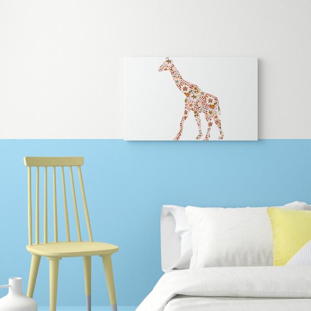 Flower Giraffe Wildlife - Wrapped Canvas Graphic Art Print East Urban Home Size: 50.8 cm H x 81.3 cm W on Productcaster.