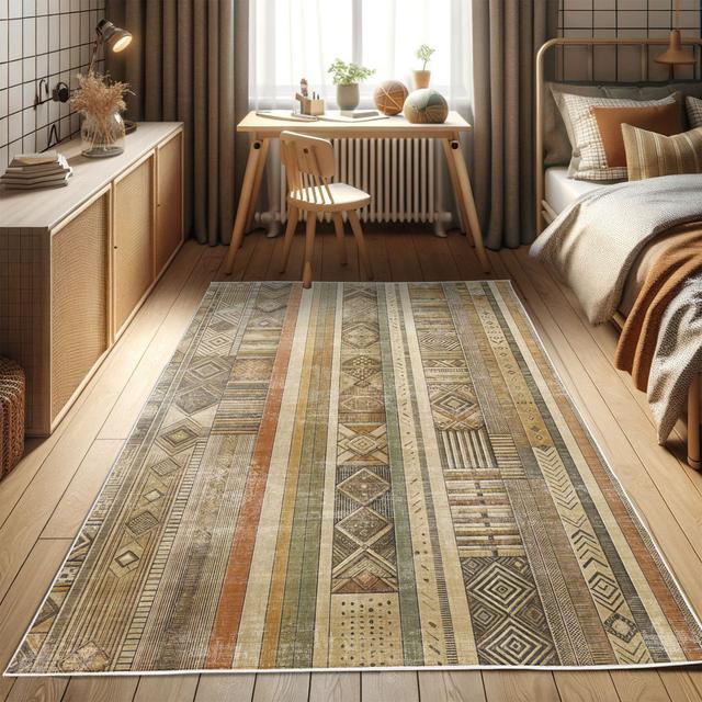 Machine Printed Machine Woven Rust Dark Tan Pale Sepia Area Rug East Urban Home on Productcaster.