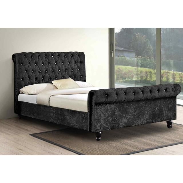 Arisa Bed Small Double Crush Velvet Pink Envisage Trade Size: Double (4'6), Colour: Black on Productcaster.