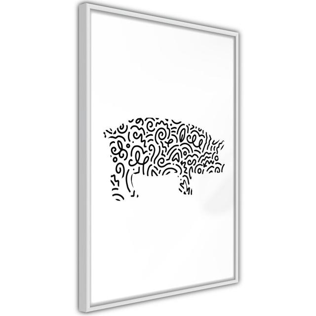 Curly Pig - Picture Frame Graphic Art Happy Larry Size: 45cm H x 30cm W x 2cm D, Frame Option: Gold Framed on Productcaster.