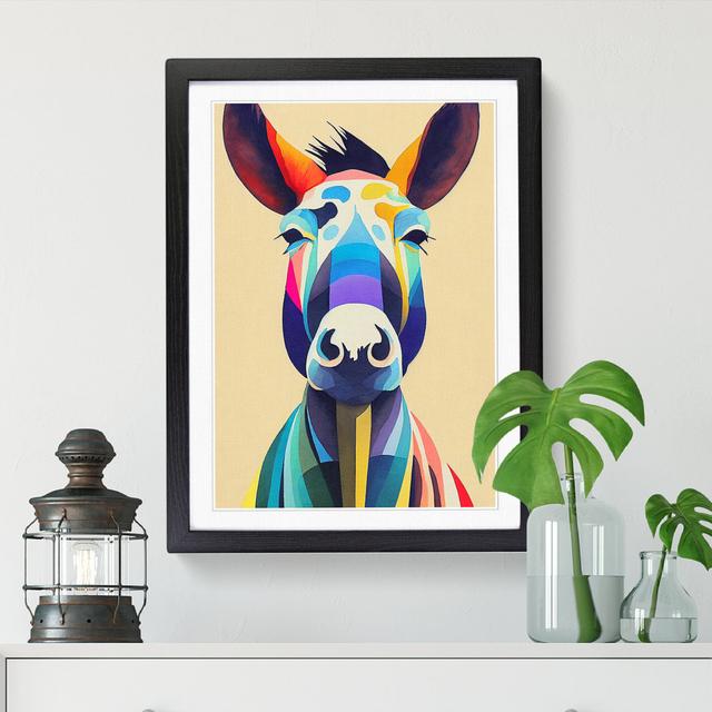 Watercolour Donkey - Picture Frame Graphic Art Big Box Art Size: 46cm H x 34cm W x 2cm D, Frame Colour: Black on Productcaster.