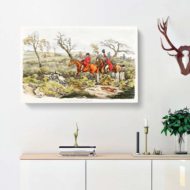 Fox Hunting by Henry Alken - Wrapped Canvas Painting Pint East Urban Home Size: 40cm H x 60cm W x 3cm D on Productcaster.