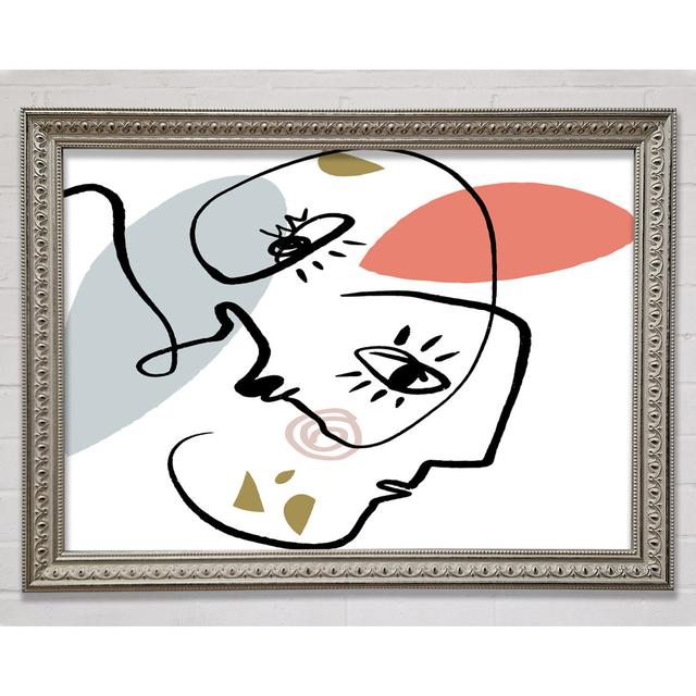 Abstract Line Drawing Faces Framed Print Bright Star Size: 100cm H x 141.4cm W x 3cm D on Productcaster.