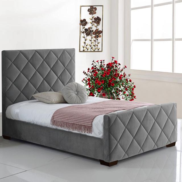 Kelecik Upholstered Bed Frame Canora Grey Colour: Sky Plush, Size: Kingsize (5') on Productcaster.