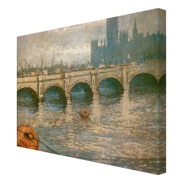 Houses of Parliament, Reflection of the Thames by Claufe Monet - Wrapped Canvas Graphic Art Print East Urban Home Size: 100cm L x 75cm W on Productcaster.