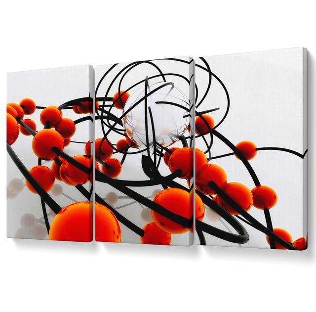 Orange Spheres - 3 Piece Wrapped Canvas Graphic Art Ivy Bronx Size: 121.9cm H x 243.8cm W x 10cm D on Productcaster.