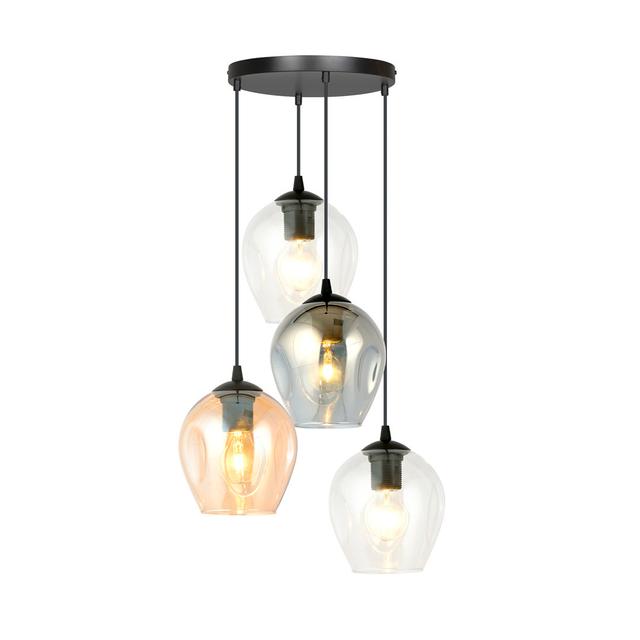 Cadi-Grace 4 - Light Cluster Geometric Pendant 17 Stories Shade Colour: Graphite/Amber/Transparent on Productcaster.