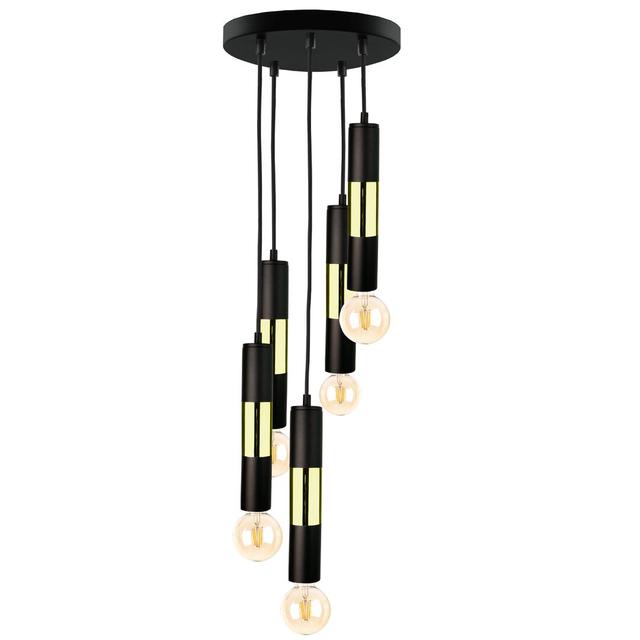 Carron Black/gold 5-light Pendant Ivy Bronx Bulb Included: Yes, Finish: Black/Gold on Productcaster.