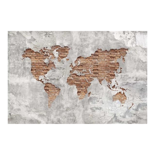 Shabby Beton Backstein World Map 2.25m x 3.84m Textured matt Peel & Stick Wall Mural East Urban Home on Productcaster.