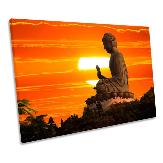 Buddha Statue Sunset CANVAS WALL ART Framed Print Latitude Vive Size: 30.5cm H x 45.7cm W x 2cm D on Productcaster.