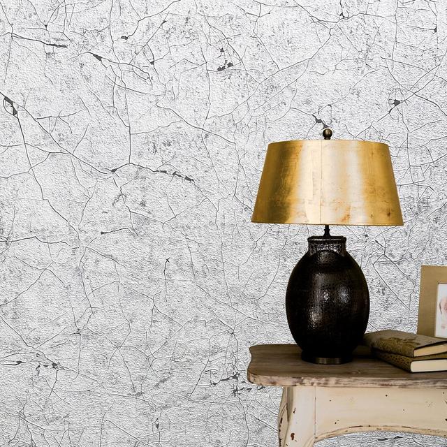 Wye Perfecto 2 Crackle Texture Wallpaper, 10.05M X 53Cm, Pink Grey Ivy Bronx Colour: Light Grey on Productcaster.