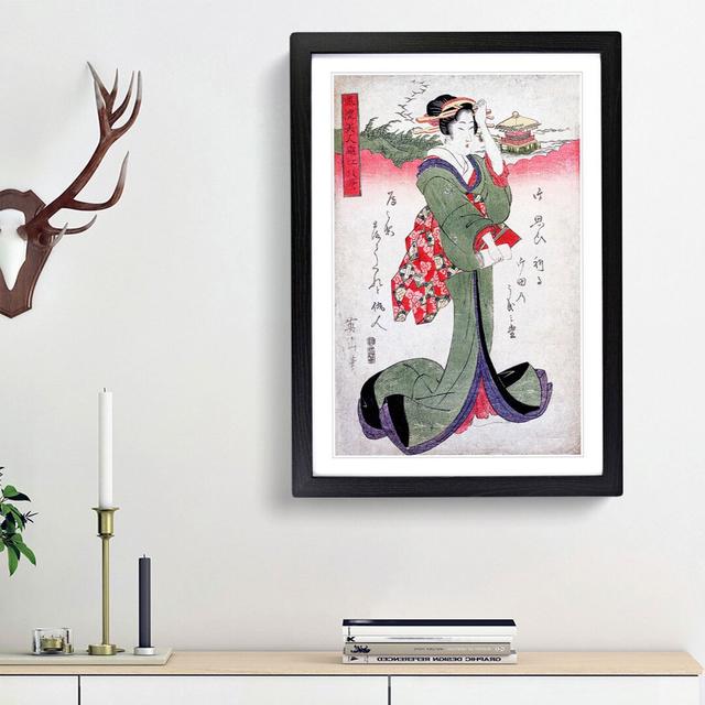 Elegant Woman by Kikukawa Eizan - Picture Frame Painting Print East Urban Home Frame Option: Black Framed, Size: 48cm H x 36cm W x 2cm D on Productcaster.