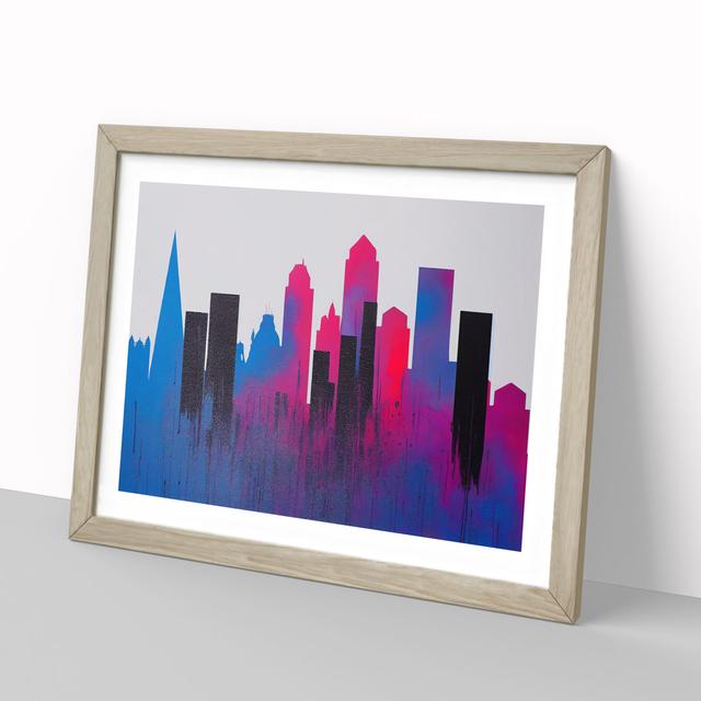 City Skyline Splash Vol.4 Abstract - Picture Frame Painting 17 Stories Size: 25cm H x 34cm W x 2cm D, Frame Colour: Oak on Productcaster.