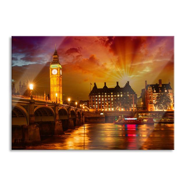 Big Ben At Dusk - No Frame Print on Glass Brayden Studio Size: 70cm H x 100cm W x 0.4cm D on Productcaster.