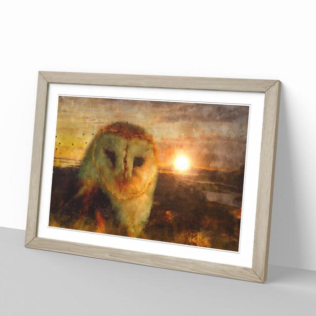 Owl at Sunset - Picture Frame Painting East Urban Home Frame Option: Oak Framed, Size: 48cm H x 65cm W x 2cm D on Productcaster.