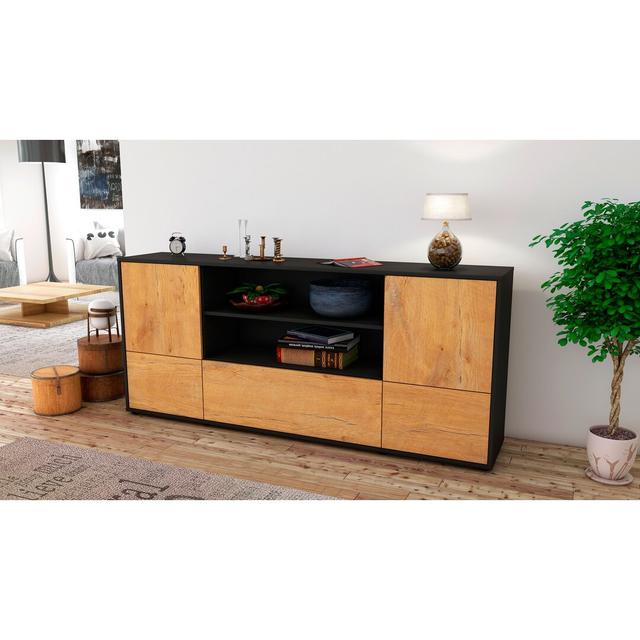 Fargo Sideboard Latitude Run Colour (Body/Front): Black/Oak on Productcaster.