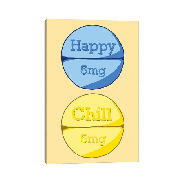 Happy Chill Pill Yellow Maturi Size: 101.6cm H x 66.04cm W x 3.81cm D on Productcaster.