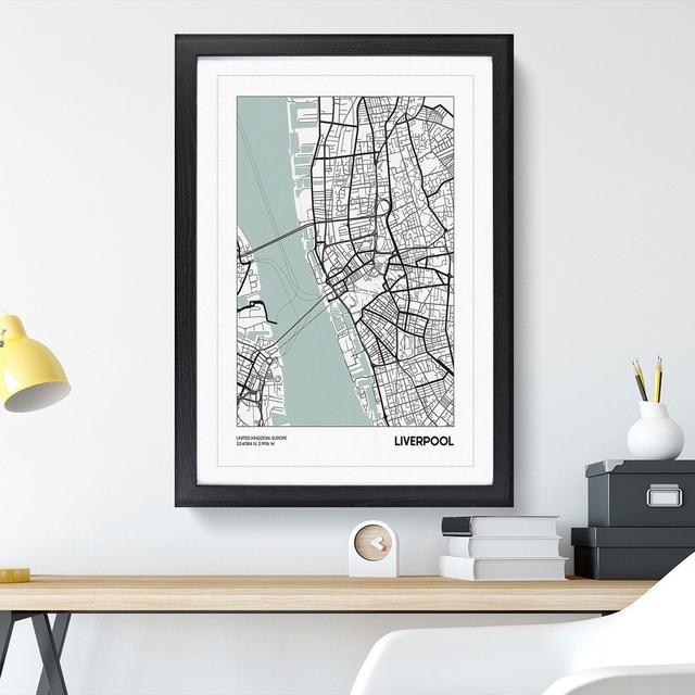 Map Liverpool UK - Picture Frame Graphic Art East Urban Home Size: 65cm H x 48cm W x 2cm D, Frame Option: Black on Productcaster.