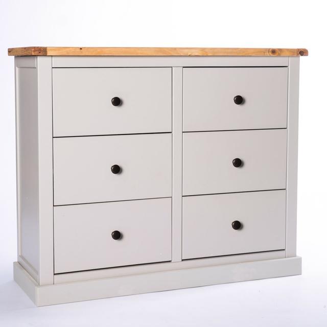 Engle 6 Drawer 110cm W Dresser Brambly Cottage Base Colour: Grey/White, Knob Colour: Brass on Productcaster.