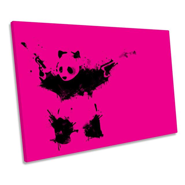 Banksy Panda Pandamonium CANVAS WALL ART Box Framed Maturi Size: 30.5cm H x 45.7cm W on Productcaster.