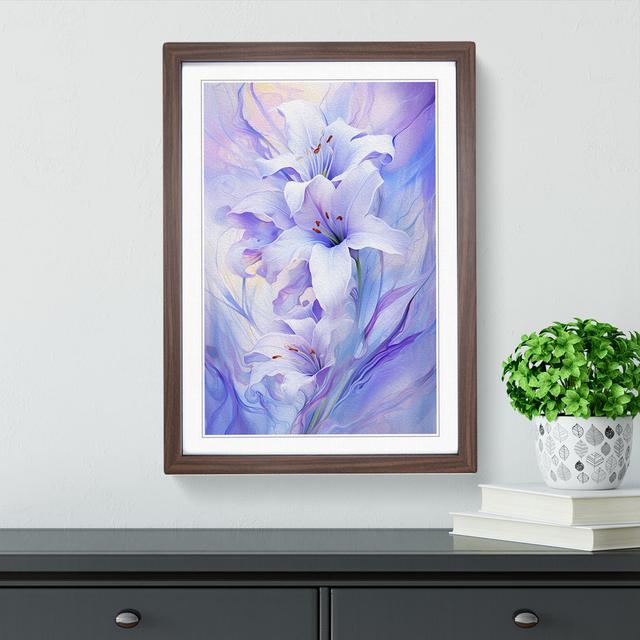 Lavender Flower Futurism No.2 - Single Picture Frame Print on Wood Marlow Home Co. Size: 34cm H x 25cm W x 2cm D, Frame Colour: Walnut on Productcaster.