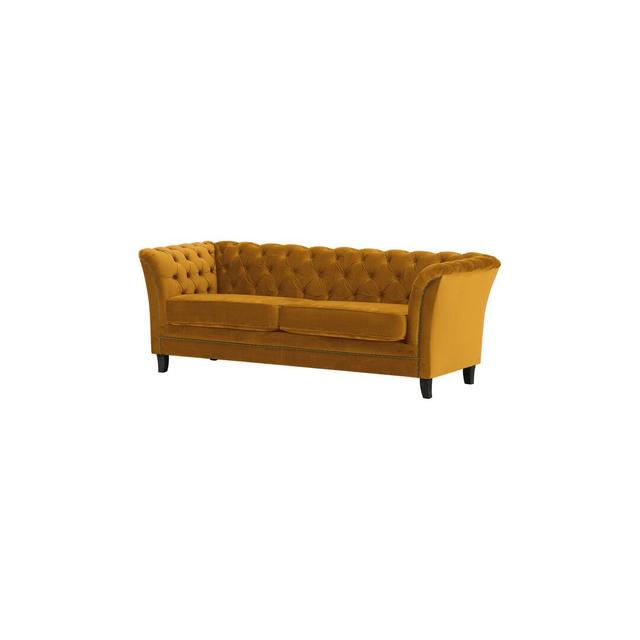 Roxy 3 Seater Chesterfield Sofa Mercer41 Leg Colour: Black, Upholstery Colour: Orange on Productcaster.