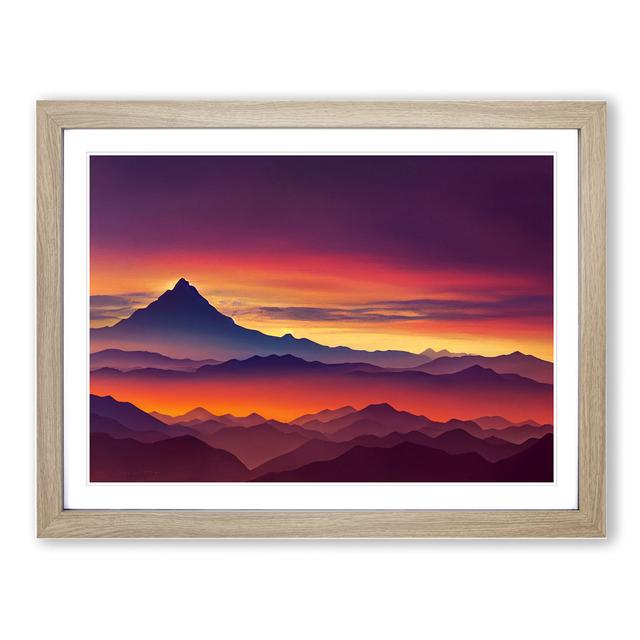 Great Mountain Sunset - Single Picture Frame Print Alpen Home Format: Oak Framed, Size: 46cm H x 64cm W x 2cm D on Productcaster.