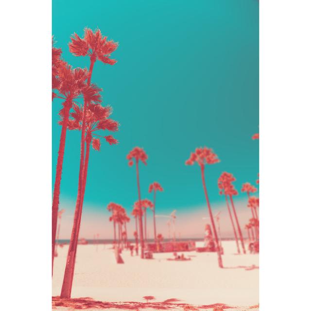 Tropical Beach With Palm Trees - Wrapped Canvas Print 17 Stories Size: 46cm H x 30cm W x 3.8cm D on Productcaster.