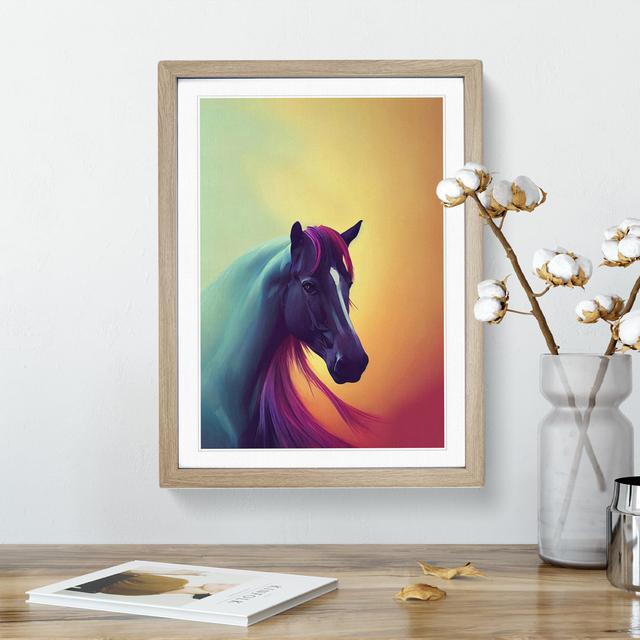 Mystical Horse - Picture Frame Graphic Art Natur Pur Size: 64cm H x 46cm W x 2cm D, Frame Colour: Oak on Productcaster.