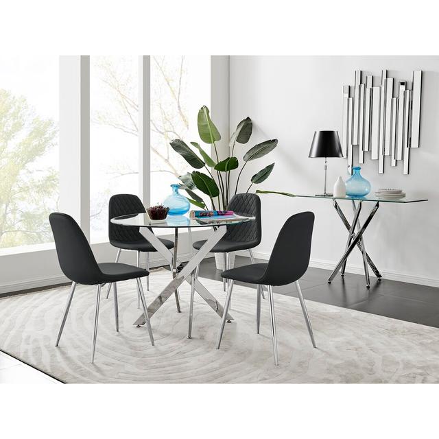 Corova Dining Set with 4 Chairs Canora Grey Colour (Chair): Black on Productcaster.