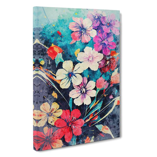 Watercolour Flowers No.1 - Wrapped Canvas Painting Marlow Home Co. Size: 60cm H x 40cm W x 3cm D on Productcaster.