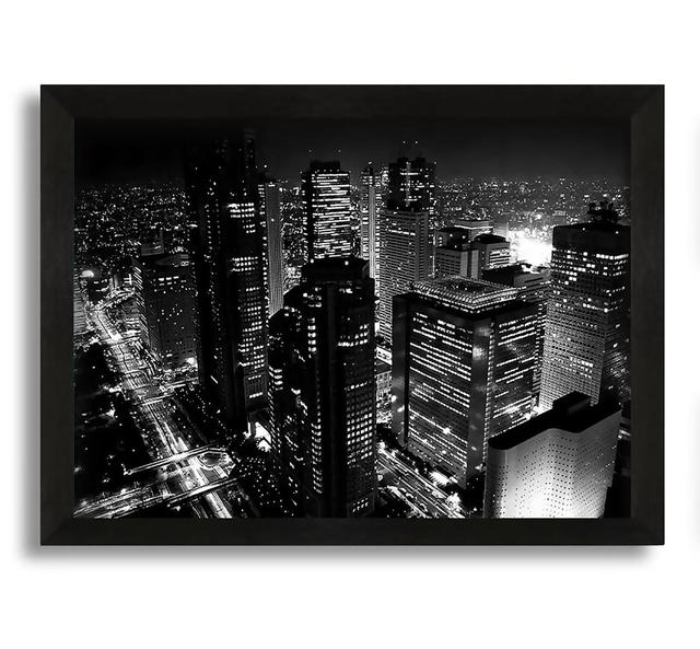 City Nights B N W - Picture Frame Photograph in Canvas Brayden Studio Size: 60cm H x 84cm W x 10cm D on Productcaster.