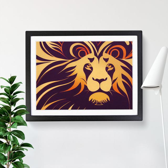 Art Deco Lion Vol.1 - Picture Frame Graphic Art 17 Stories Size: 25cm H x 34cm W , Frame Colour: Black on Productcaster.