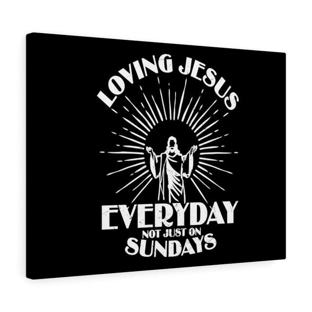 Love Jesus Everyday - Wrapped Canvas Typography Blue Elephant Size: 30cm H x 41cm W on Productcaster.