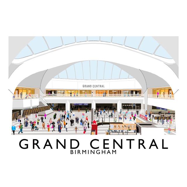 Grand Central Birmingham 2 by Richard O'Neil - Graphic Art Print on Paper East Urban Home Format: No Frame, Size: 30 cm H x 40 cm W x 1 cm D on Productcaster.