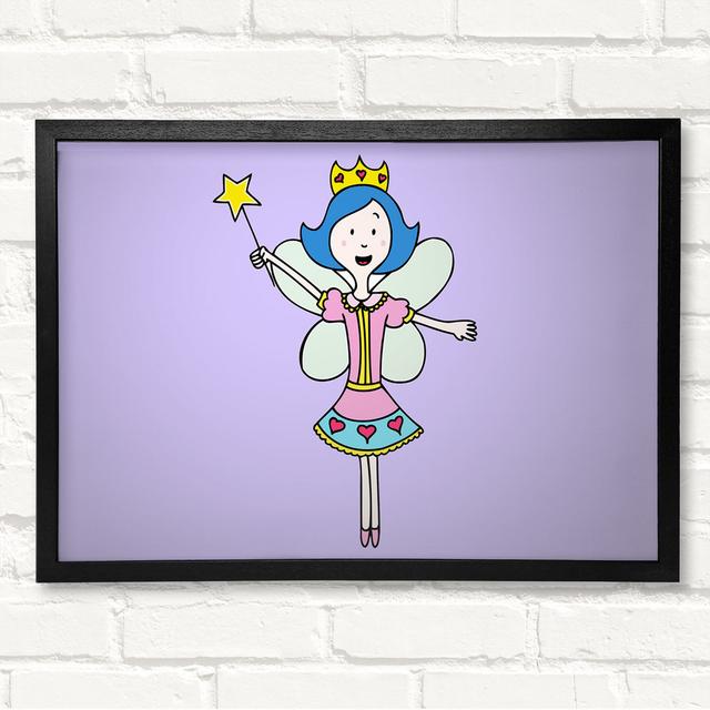 Fairy Princess Lilac Gerahmter Druck Roomie Kidz Größe: 100 cm H x 141,4 cm B x 3,4 cm T, Farbe: Fliederfarben, Format: Poster mit schwarzem Rahmen on Productcaster.