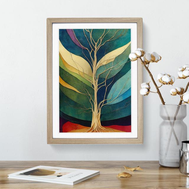 Colourful Tree Leaves No.3 Abstract - Single Picture Frame Print ClassicLiving Size: 34cm H x 25cm W x 2cm D, Frame Colour: Oak on Productcaster.