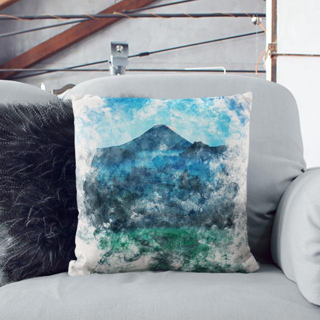 Mountain View in Bali Watercolour Cushion with Filling East Urban Home Size: 55cm H x 55cm W x 20cm D, Backing Colour: Stone on Productcaster.