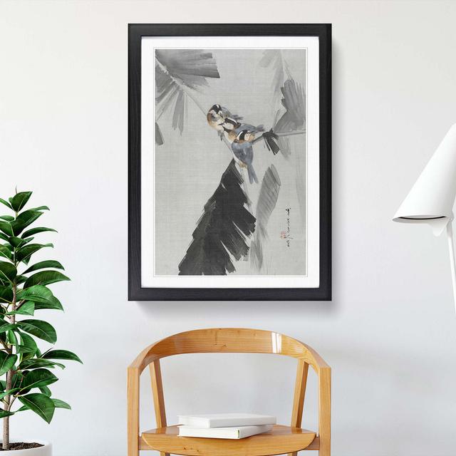 Three Birds on a Branch by Watanabe Seitei - Picture Frame Painting Print East Urban Home Size: 60cm H x 40cm W x 2cm D, Frame Option: Black on Productcaster.