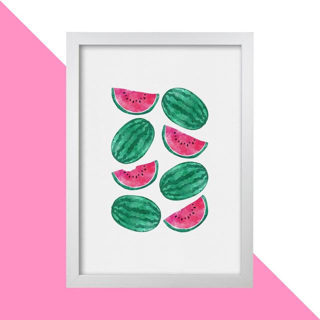 Watermelon Crowd - Graphic Art Print on Paper Hashtag Home Format: White Grain Frame, Size: 85 cm H x 60 cm W x 5 cm D on Productcaster.