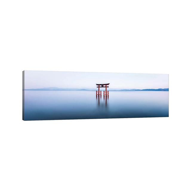 Floating Torii Gate At Lake Biwa, Japan House of Hampton Size: 50.8cm H x 152.4cm W x 1.91cm D, Format: Wrapped Canvas on Productcaster.